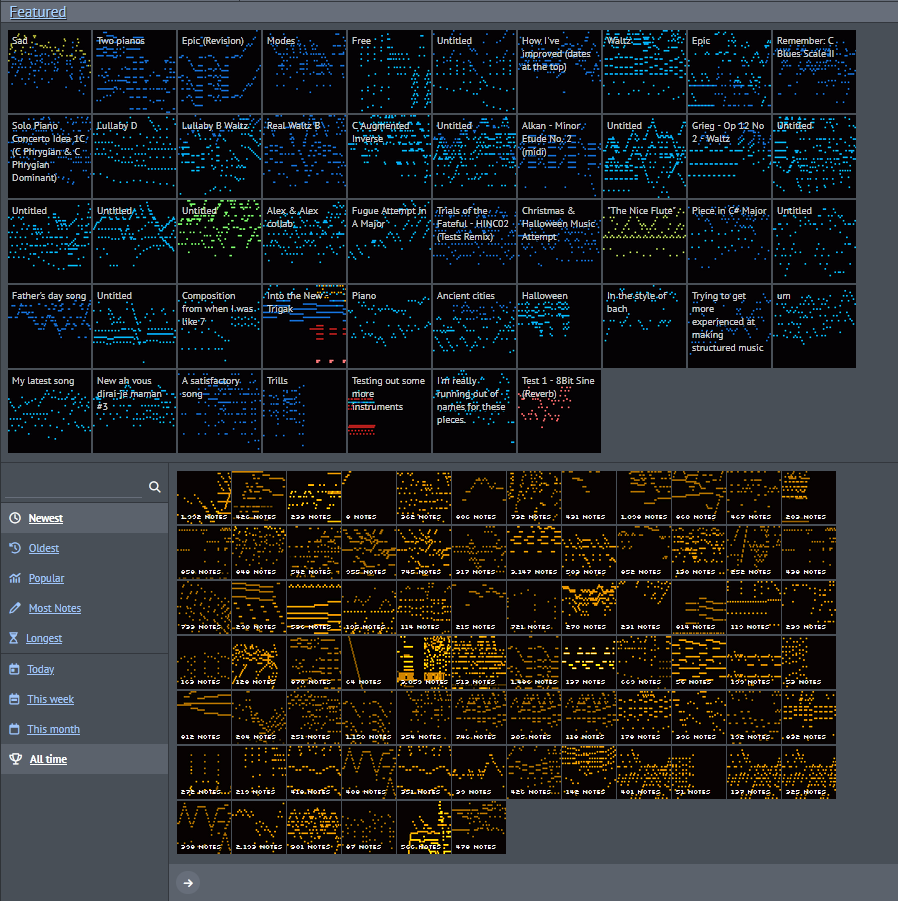 Screenshot of OnlineSequencer profile