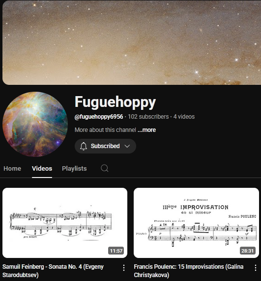Screenshot of my YouTube channel